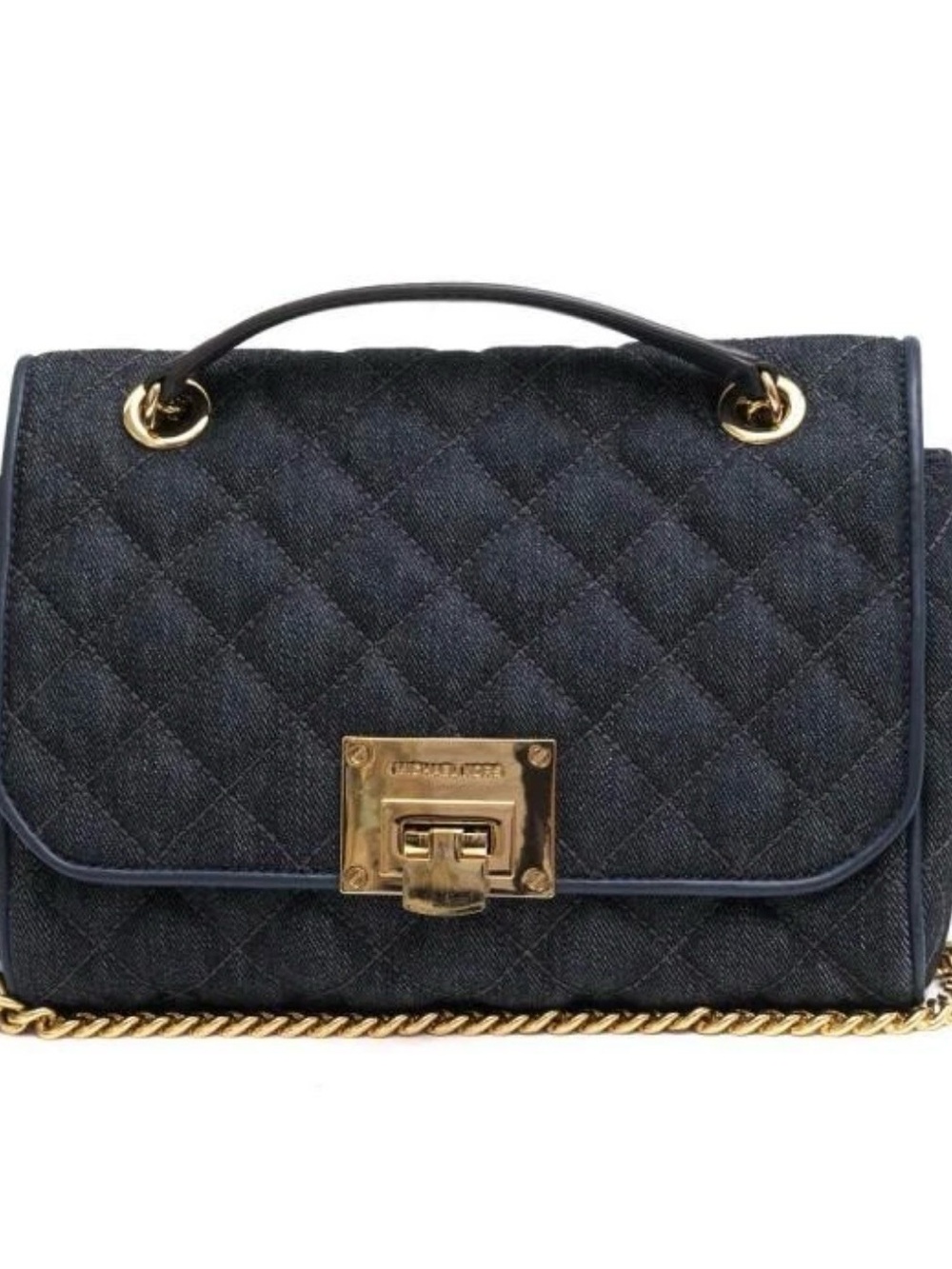 Michael Kors Quilted Dark Gray Shoulder Bag with Gold Chain